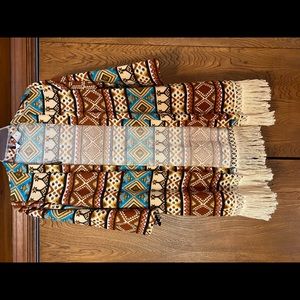 Western print cardigan